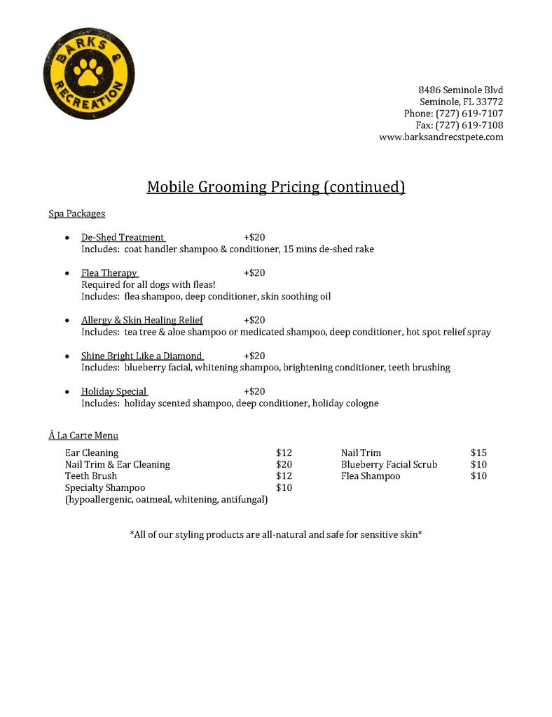 Mobile Grooming Barks and Recreation